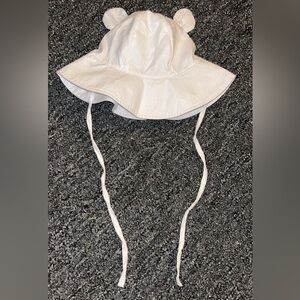 Kids white Sun Hat with little ears on the top super cute